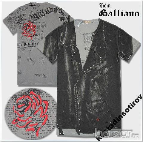 JOHN GALLIANO STUDDED ROSE PRINT Мъжка Тениска size 46 (S), снимка 1