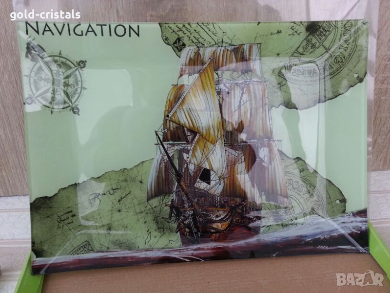 Голямо стъклено плато поднос , снимка 1