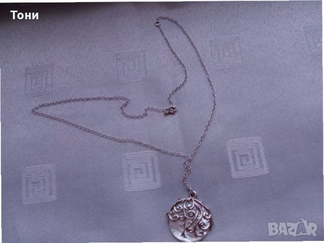  Сребърно бижу  със седеф и диамант HDIA/U , снимка 6 - Колиета, медальони, синджири - 26110434