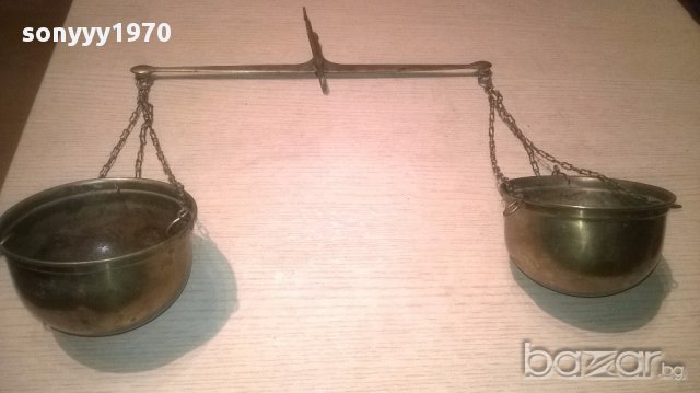 Ретро везна-мед/месинг-40х36х12см-внос швеицария, снимка 2 - Антикварни и старинни предмети - 16654393