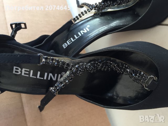 Bellini черни обувки с камъни на ток/абитуриентски/официални N38, снимка 3 - Дамски обувки на ток - 22787646