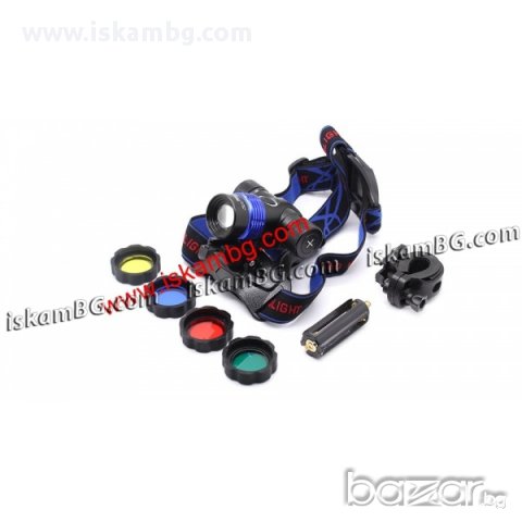 Лед челник с филтри и ZOOM - ударо и влагоустойчив T6 1600 лумена, снимка 2 - Други спортове - 13734582