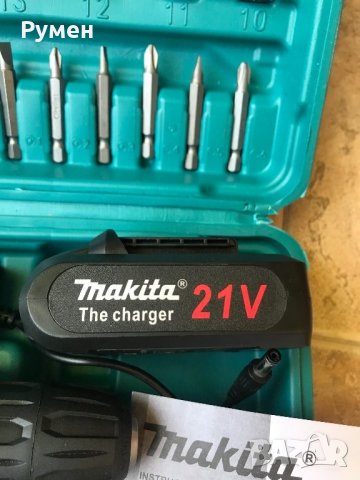 Makita Акумулаторен Винтоверт 21V с две батерии 3Ah+Накрайници Макита, снимка 6 - Винтоверти - 25139306
