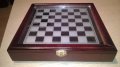 Нов стъклен шах в красива дървена кутия-внос швеицария, снимка 3