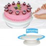 Бяла пластмасова въртяща стойка основа поставка за торта , снимка 1 - Аксесоари за кухня - 9000345