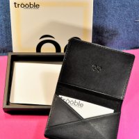 "TROOBLE" Slim Wallet Genuine High Quality Black Leather Card Case, снимка 3 - Портфейли, портмонета - 24215036