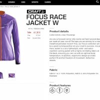 Craft Focus Race Jacket Womens Lilac, снимка 2 - Спортни екипи - 22579041