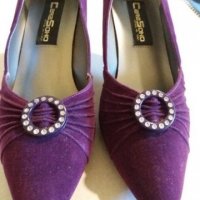 Дам.обувки-/изк.велур/-№38-цвят-тъм.лилави. Закупени от Италия., снимка 2 - Дамски обувки на ток - 22385893