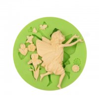Момиче фея в игра с цветя и пеперуди силиконов молд форма декорация торта фондан шоколад и др., снимка 1 - Форми - 22001836