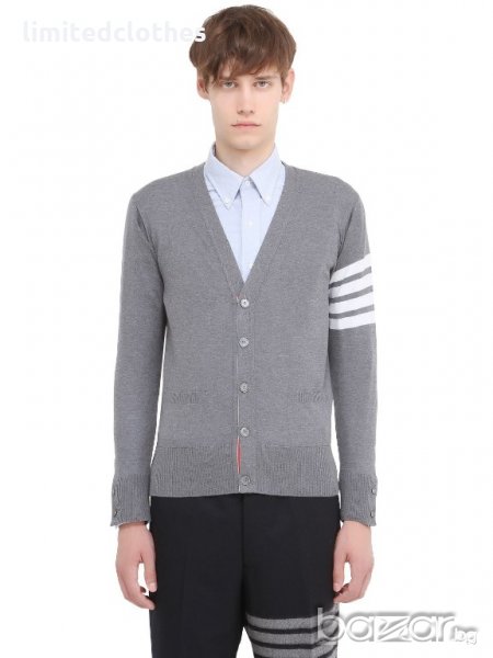 THOM BROWNE Striped Grey Cardigan Мъжки Пуловер Жилетка size S, снимка 1