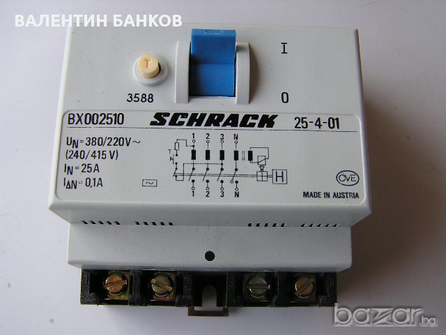 Дефектнотокова Защита Schrack 4р 25а , снимка 1