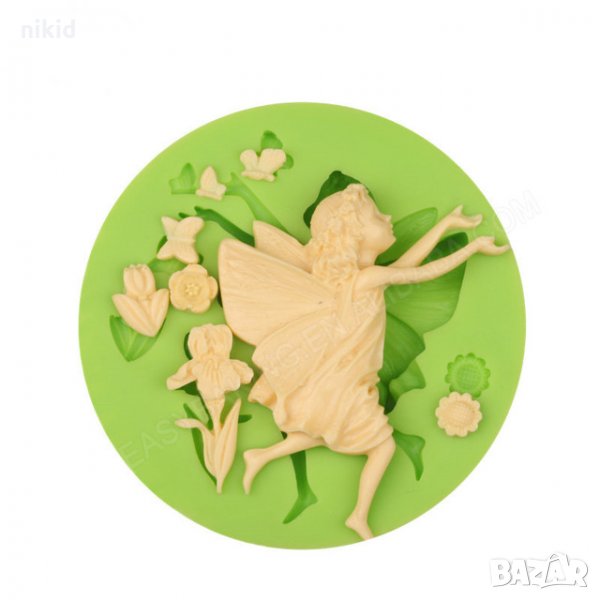 Момиче фея в игра с цветя и пеперуди силиконов молд форма декорация торта фондан шоколад и др., снимка 1