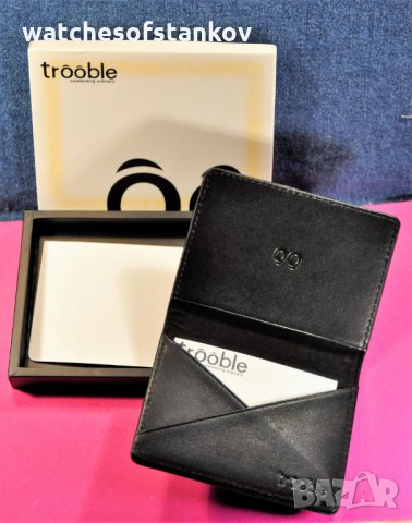 "TROOBLE" Slim Wallet Genuine High Quality Black Leather Card Case, снимка 3 - Портфейли, портмонета - 24215036