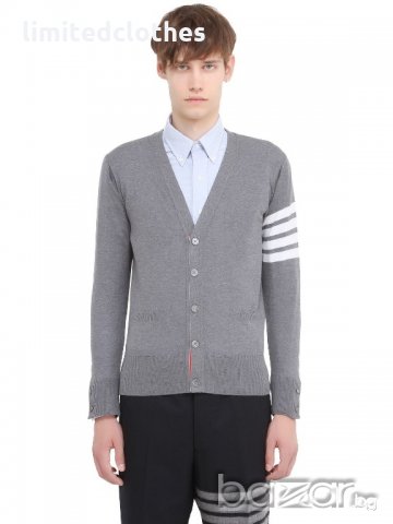 THOM BROWNE Striped Grey Cardigan Мъжки Пуловер Жилетка size S