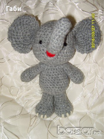 Ръчно плетено слонче, амигуруми, снимка 4 - Плюшени играчки - 15438982