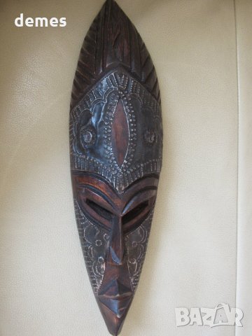  Африканска маска от абанос и мед, снимка 6 - Колекции - 23437736