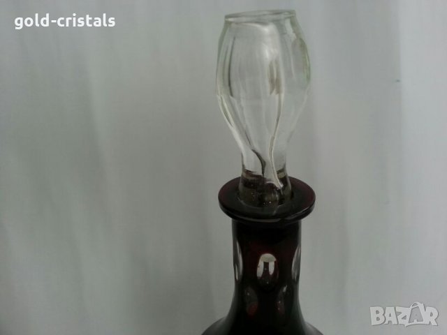 Кристална гарафа и чаши  червен кристал, снимка 5 - Антикварни и старинни предмети - 25547577