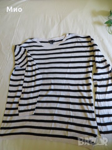 H&M Basic, много фина трикотажна блуза, М, бежово и черно, снимка 4 - Блузи с дълъг ръкав и пуловери - 25745714