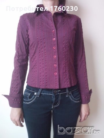 дамска риза в цвят бордо, снимка 2 - Ризи - 19063417