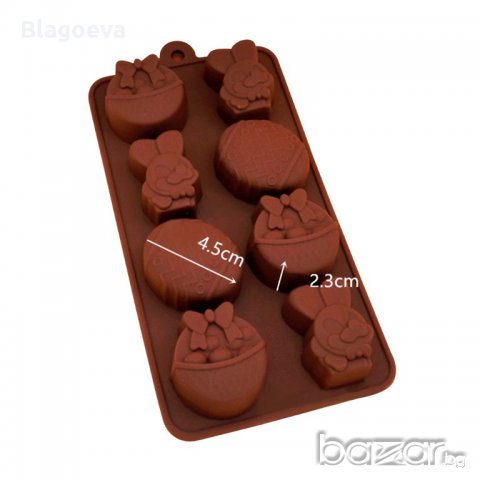 Великденска силиконовa форма с 8 гнезда: кошничка, яйце и зайче, снимка 4 - Форми - 20630659