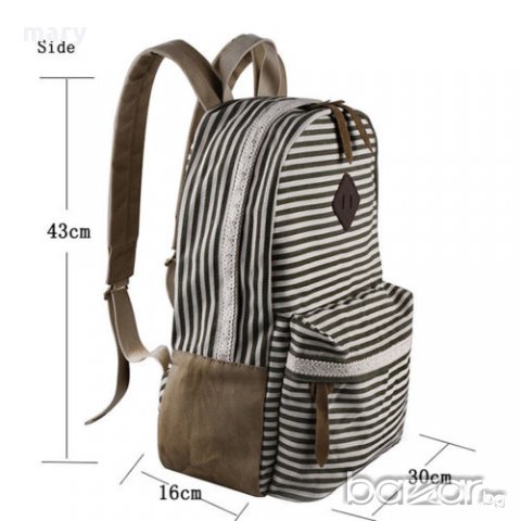 голяма раница на сини черти с велур и дантела, снимка 3 - Раници - 17427365