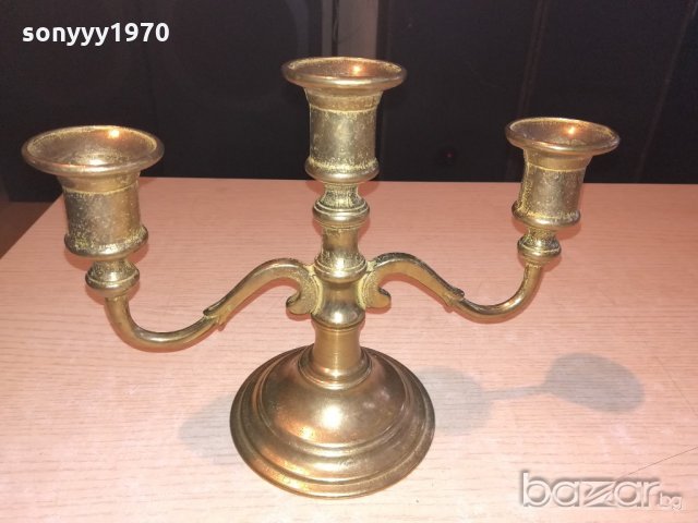 старинен свещник-антика-24х18х11см-внос швеицария, снимка 2 - Антикварни и старинни предмети - 20247202