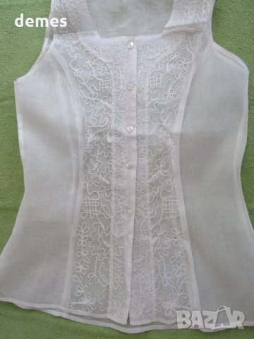 Дамска бяла блуза без ръкав от шифон размер М, снимка 5 - Туники - 21887844