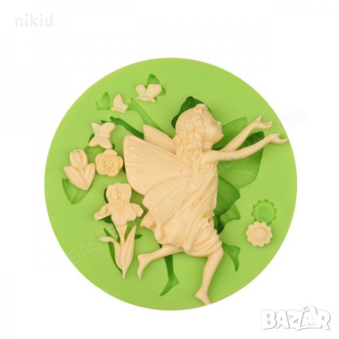 Момиче фея в игра с цветя и пеперуди силиконов молд форма декорация торта фондан шоколад и др.