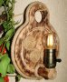 Уникална, ръчно изработена дървена битова стенна лампа Гайтан за механа в битов/винтидж стил, снимка 3
