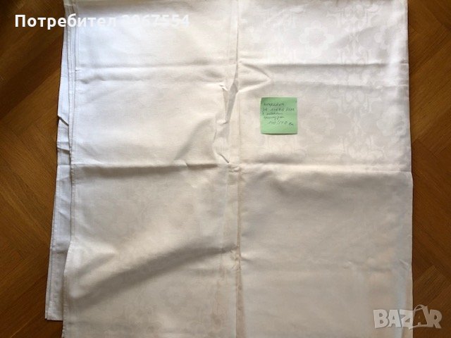 Квадратна бяла покривка за маса - 140 см на 140 см , снимка 1