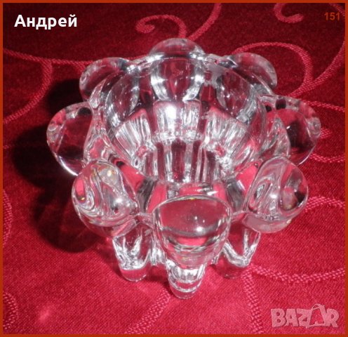 Красив кристален свещник,направен  във Франция, снимка 3 - Декорация за дома - 23410649