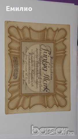 RARE GERMANY 1918. 50 MARK "EGG NOTE,,, снимка 3 - Нумизматика и бонистика - 18231569
