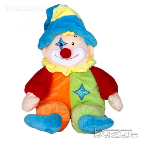 Детска плюшена играчка Клоун с дрънкалка - 2 цвята