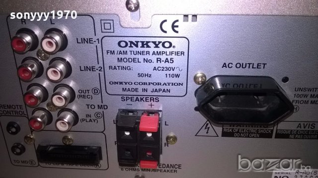 onkyo r-a5 stereo receiver-made in japan-внос швеицария, снимка 12 - Ресийвъри, усилватели, смесителни пултове - 18267288