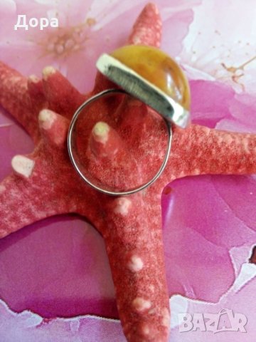 Много стар  сребърен уникат с  кехлибар, снимка 4 - Пръстени - 25958880