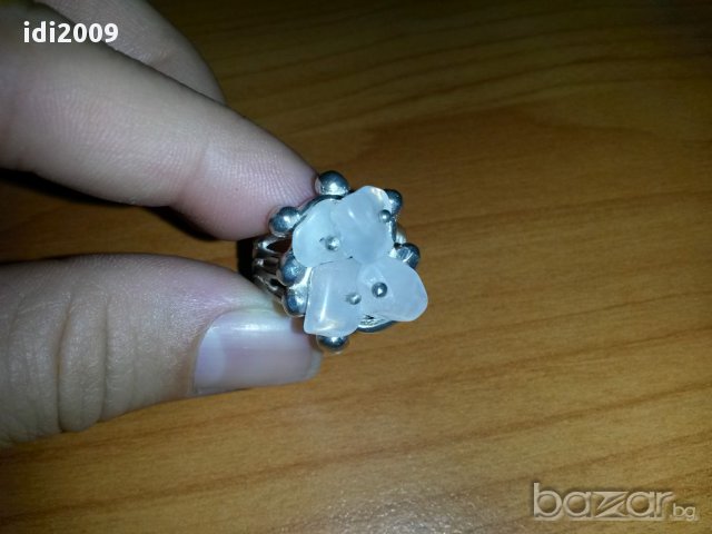 Сребърен пръстен с естествени камъчета, снимка 3 - Пръстени - 12647120