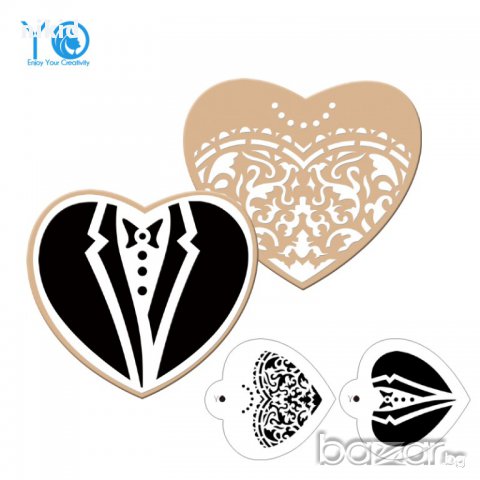 2 шаблона Тя и Той шаблон стенсил шаблон спрей за мъфини торта украса кекс декорация с пудра захар