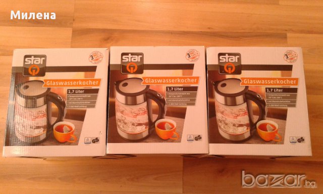 Електрическа кана с LED подсветка - стъклена AFK - 1.7л. - 50'-100'С, 2000W, снимка 3 - Кани - 16621176