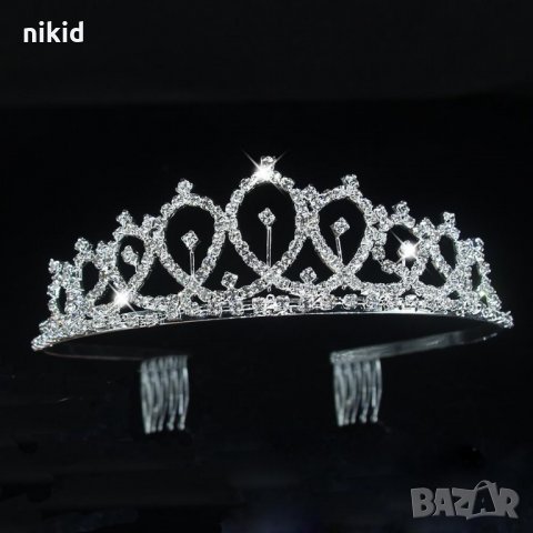 Прави капки златиста сребриста детска дамска корона диадема за коса глава, снимка 2 - Аксесоари за коса - 24118633