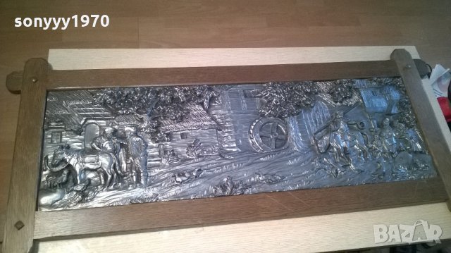 огромна тежка немска картина-дърво и олово-внос швеицария, снимка 3 - Антикварни и старинни предмети - 22136540
