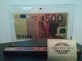 Сувенири 500 златни евро банкноти със сертфикат идеалните подаръци
