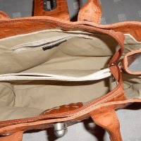 Кафява  кожена чанта genuine leather Made in Italy, снимка 7 - Чанти - 20925504