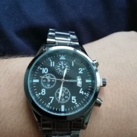 Мъжки нов луксозен моден ръчен часовник с календар от неръждаема стомана кварцов, масивен бизнес, снимка 14 - Мъжки - 20595058
