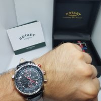 Rotary Aviator Chrono - Red / чисто нов часовник Ротари Авиатор - 2 бр. каишки / 100% оригинален, снимка 10 - Мъжки - 22835212