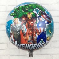 MARVEL Avengers Отмъстителите кръгъл герои Капитан Америка Хълк Айрън фолио фолиев балон хелий, снимка 1 - Други - 18395723