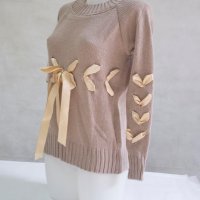 Светлокафяв дамски плетен пуловер марка Fobya , снимка 2 - Блузи с дълъг ръкав и пуловери - 23241009