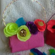 Ръчно изработени чантички за подарък от хартия с цветя от хартия с бонбони, снимка 8 - Декорация за дома - 14060421
