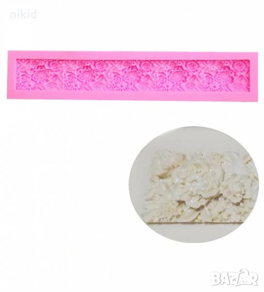 Ивица кант борд с тип плетени цветя силиконов молд форма декорация торта фондан шоколад и др, снимка 1