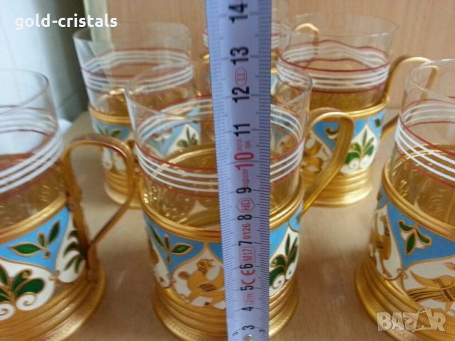 руски стакани подстакани с емайл , снимка 2 - Антикварни и старинни предмети - 25175578