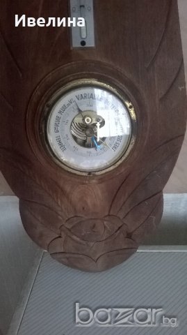 стара метеостанция-барометър и термометър, снимка 2 - Антикварни и старинни предмети - 17468141